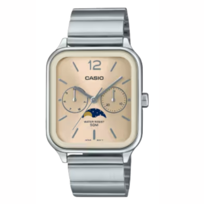 Casio General MTP-M305D-9AVDF Beige Dial MoonPhase Stainless Steel Men's Watch